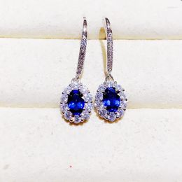 Stud Earrings Natural Blue Sapphire Earring 0.6ct 2pcs Gemstone 925 Sterling Silver Fine Jewellery For Men Or Women J23357