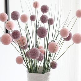 Decorative Flowers 5pcs/lot 75cm Long Artificial PE Foam Floor Flocked Flower Ball 5cm Grass Wedding Floral Decor Rubber