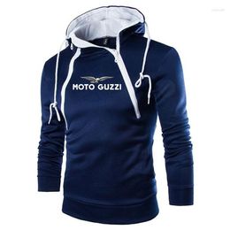 Men's Hoodies Spring Autumn Man Moto Guzzi Logo Print Custom Made Men Solid Color Zip Pullover Hoodie Hip Hop Harajuku Male Clothes Trend