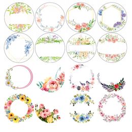 Other Decorative Stickers 100pcs DIY White Round custom sealing sticker Labels Printed Personalised StickersCompany Name Flower wedding 4CM 230907