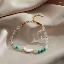 Charm Bracelets High Quality Moon Shaped Natural Baroque Pearl Bracelet Women Fashion Crystal Bead Party Jewellery