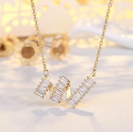 Pendant Necklaces Vintage Female Wave Design Necklace Gold Tone Crystal Stone For Women Dainty Silver Colour Wedding