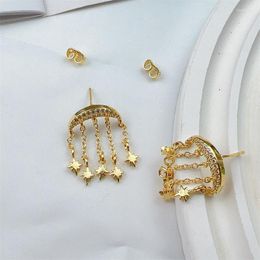 Hoop Earrings 2023 Fashion Shiny Star Hanging For Women Statement Funny Female Drop Stud Earring Sparkle Crystal Geometry Jewellery