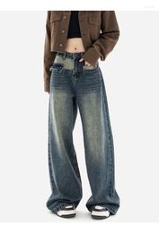 Women's Jeans American Vintage High Waist 00S Straight Pants 2023 Winter Casual Baggy Y2K Wide Leg Grunge Denim Trouser