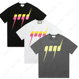 2023 mens t-shirts t shirt europe tshirt shirts casual cotton clothing classic rainbow geometry patchwork color letter print tee black white gray tops for women