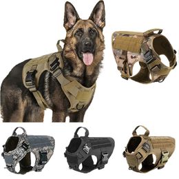 Dog Collars Leashes Tactical Harness Military Training K9 Padded Quick Release Vest Pet For Set Small Medium Large Dogs 230906
