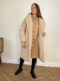 Women's Fur Long Teddy Bear Jacket Coat Winter Thickened Oversized Chunky Faux Lamb Fleece