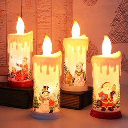Candles Christmas Decorative Candle Light LED Simulation Flame Santa Claus Snowman Night 230907