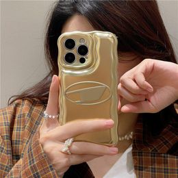 Golden Letter D Phone Cases Women Fashion Deesigner Luxury TPU iPhone Cover For iPhone 14 14Plus 14Pro 14ProMax 13 12 Pro Max