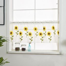 Curtain Tulle Half Curtains For Living Room Decor Sunflower Pattern Sheer Valance Kitchen Cabinet Door Cafe Window Decorative Drapes