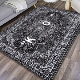Antiskid designer rugs for bedroom aesthetic keep off carpet non slip door floor mats homme decor smooth exquisite letter area rug fashion black S01