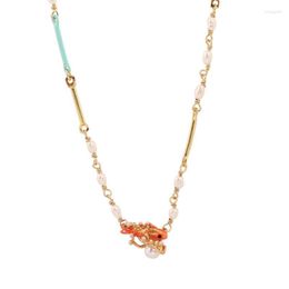 Pendant Necklaces Fashionable And Personalized Atlantis Ocean Orange Little Goldfish Coral Pearl Short Necklace For Women