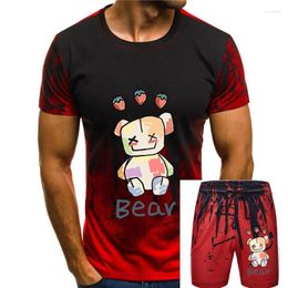 Men's T Shirts Kawaii Strawberry Bear Print Male Tshirt Summer Loose Cotton Shirt High Quality Tee Clothes Oversized Casual Man Tops