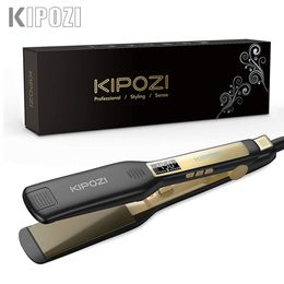 Hair Straighteners KIPOZI Professional Flat Iron Straightener with Digital LCD Display Dual Voltage Instant Heating Curling 230906
