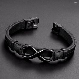 Charm Bracelets 8 Words Leather Bracelet Men Hiphop Jewelry Fashion Stainless Steel Mutilayer Male Cuff Wrap Bangle Valentine's Day Gift