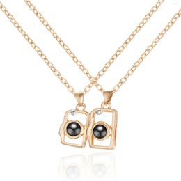 Chains Couple Necklace 2PCS Friendship Camera Matching Clavicle Chain Unisex Necklaces Choker Rose Gold Initial For Women