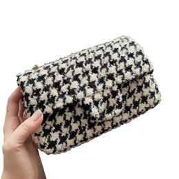 Paris Luxury Designer Tweed Shoulder Bag French Brand Mini Lady Classic Diamond Lattice Crossbody Bag Women Fashion Sequin Flap Bag Autumn and Winter New Top Quality