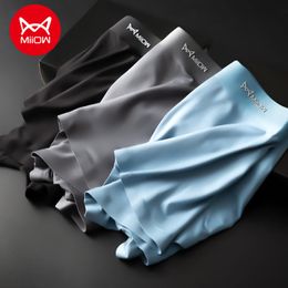 Underpants MiiOW 3Pcs Modal Seamless Ice Silk Mens Underwear Boxer Shorts Breathable 3A Antibacterial Man Men's Boxers 230906
