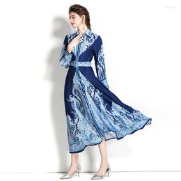 Casual Dresses Vintage Chic Style Runway Elegant Maxi Dress Women Spring Summer Vacation Long Turkish Islamic Clothing Jalabiya