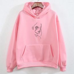 Women's Hoodies Kpop Hoodie Woman Pink Simple All-match Graphics Sweatshirts Winter Warm Casual Women Streetwear Female Clothes Pullover