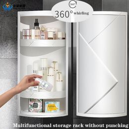 Storage Holders Racks 2Layer Bathroom Corner Storage 360 Rotating Wall-Mounted Shelf Shampoo Cosmetics Kitchen Household Bathroom Storage Accessories 230906