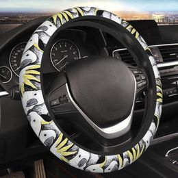 Steering Wheel Covers Sulfur Crested Cockatoo Thickening Car Cover 38cm Universal Suitable Car-styling Accessories