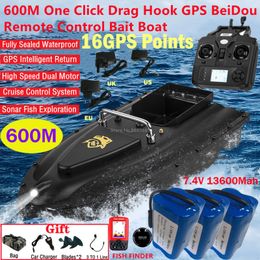 ElectricRC Boats 600M 16 GPS Auto Return Remote Control Fishing Boat 24G Lighting Smart Sonar Waterproof Cruise High Speed RC Bait 230906