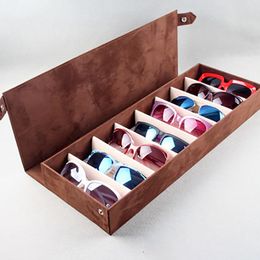 Storage Boxes Bins High Quality Glasses Case 8 Slot Grid Sunglasses Display Rack Holder Organizer Rectangle Box 230907