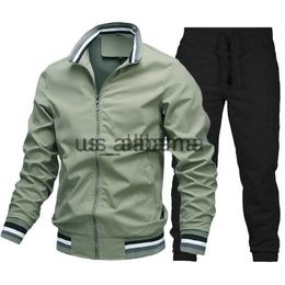 Men's Tracksuits Spring and Autumn Fashion New Men's Jacket Casual Pants Suit Baseball Stand collar Windproof Jack High quality sportswear suit x0907