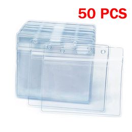 Other Office School Supplies 50 PCS Waterproof PVC Transparent Card Holder Plastic Id Badge Holders For Employee Student card Credit Cards 230907