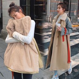 Women's Trench Coats Hstar Chic Colour Matching Windbreaker Female Autumn Winter Plus Velvet Loose Long Short Overcoat Size Coat
