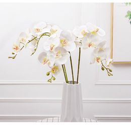 Decorative Flowers 1pc 9 Heads Phalaenopsis Artificial Flower Wedding Home Decoration Fake Floral Arrangement Material