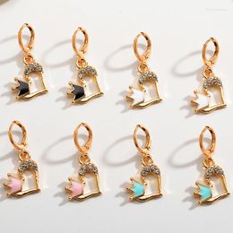 Dangle Earrings 2 Pairs Of Heart Shaped Crown Enamel Pendant Pendants 2023 Fashion Women Party Hoop Jewelry DIY Making