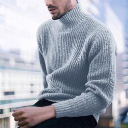 Men's Sweaters Autumn Winter Turtleneck Sweater Knitting Pullovers Striped Knitted Warm Men Jumper Slim Fit Casual