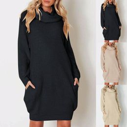 Women's Sweaters Women Sweater Dress Turtleneck Long Sleeves Pullover Knitted Loose