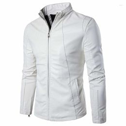 Men's Jackets White Leather Jacket Rider Motorcycle Genuine Sheepskin Slim Fitting Racing Men