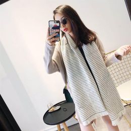 2021 new winter ladies scarf wool cashmere wool knitting ladies high quality scarf winter poncho black and white 2 colors scarf298T
