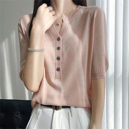 Women's Sweaters 2023 Korean Summer Fashion Cashmere Short Sleeve Sweater Women Spring Autumn Knitted