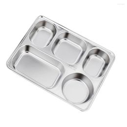 Plates Serving For Dinner 5 Compartment Kids Easy Clean Stackable Tray Snack Divided Diet Control Stainless Steel Reusable