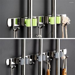 Hooks Mop Clip Mops Rack Punch-free Wall Mounted Seamless Stainless Steel Hanging Durable Cleaning Tools Organizer Bathroom Hook