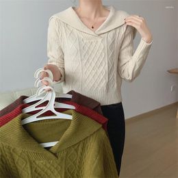 Women's Sweaters Make Big Lapel Retro Lumbar Screw Brief Paragraph Sweater Since Soft Waxy Hedge Long Hirsute Line Knitting Coat