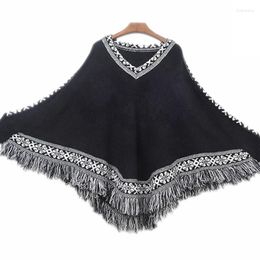 Women's Sweaters AYUALIN Cape Sweater 2023 Fall/Winter Bat Sleeve Loose Pullover Fringed Hem Cloak Casual Top Knit