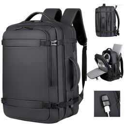 School Bags 40LExpandable USB Travel Backpack Flight Approved Carry On For Airplanes Water Resistant Durable 17-inch Men