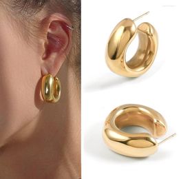 Hoop Earrings Chunky Gold For Women Thick 18K Plated Open Lightweight Hollow Trendy Jewelry