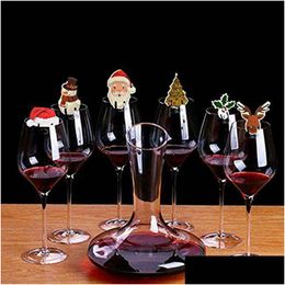 Christmas Decorations Red Wine Glass Cards Xmas New Year Party Dinner Ornaments 10Pcs Bottle Er Hangings Props Goblet Cups Lovely Flag Dhw2H