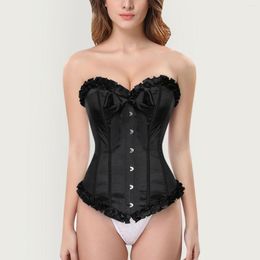 Women's Shapers Tie Top Satin Court Lace Buckle Bow Contrast Shaping Organ Colour Corset Shapeware Strapped Bodysuit