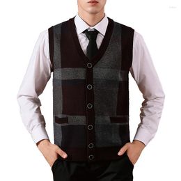 Men's Sweaters 2023 Sweater Vest Korean Fashion Mens Cardigan Buttons Down Knit Sleeveless Basic Striped Wool Vintage Clothes