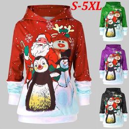 Women's Hoodies Christmas Santa Claus Women Hoodie 3d Printing Hooded Sweatshirt Fall Winter Fashion Snowman Pullover Clothing