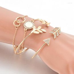 Strand TOUCHEART 4 Pcs/set Gold Leaves Bracelets&Bangles For Women Cuff Brief Bracelet Jewelry Making Arrow Strapped SBR190164