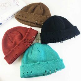 Beanie/Skull Caps Winter Harajuku Women Skullies Knitted Fashion Warm Thick Hat Autumn Hip Hop Hole Beanies Unisex Basic Cap PJ009 x0907